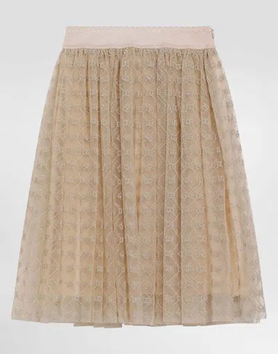 Dolce & Gabbana Silk Midi Skirt In Neutral
