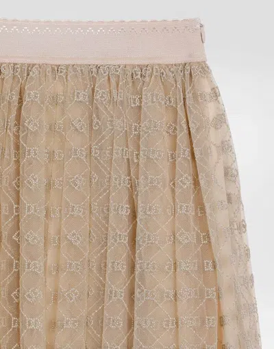 Dolce & Gabbana Silk Midi Skirt In Neutral