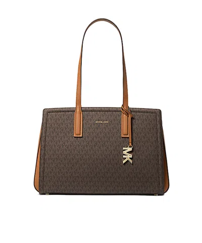 Michael Kors Laila Medium Signature Logo Tote Bag In Brown