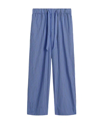 Tekla Striped Poplin Pajama Pants In Blue