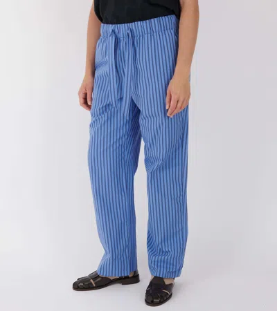 Tekla Striped Poplin Pajama Pants In Blue