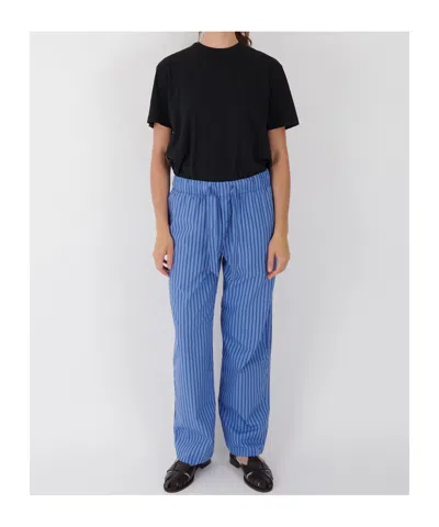 Tekla Striped Poplin Pajama Pants In Blue