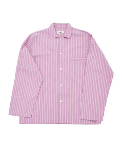 Tekla Striped Shirt Pajamas In Purple
