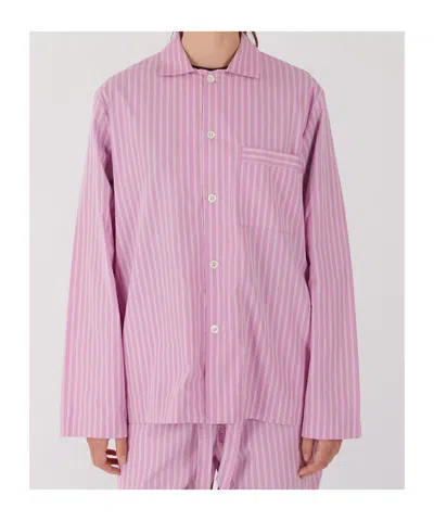 Tekla Striped Shirt Pajamas In Purple