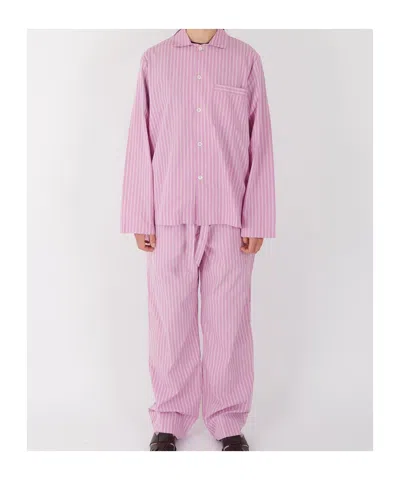 Tekla Striped Shirt Pajamas In Purple