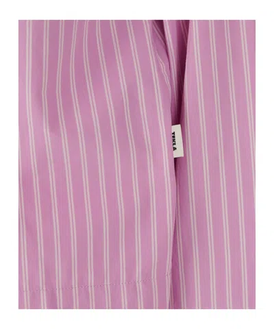 Tekla Striped Shirt Pajamas In Purple