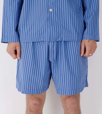 Tekla Striped Pajama Shorts In Blue