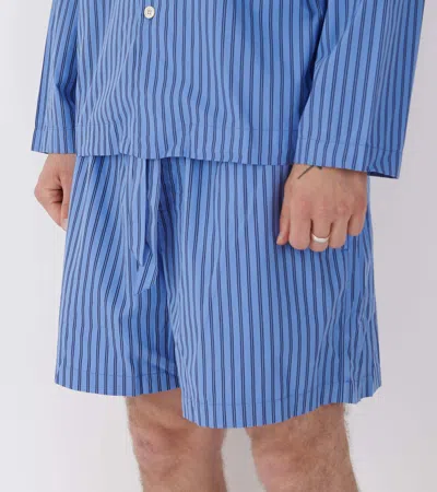 Tekla Striped Pajama Shorts In Blue