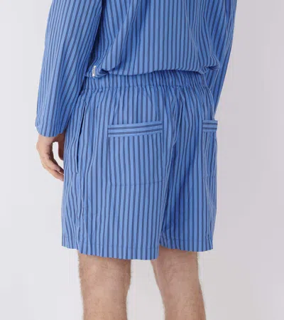 Tekla Striped Pajama Shorts In Blue