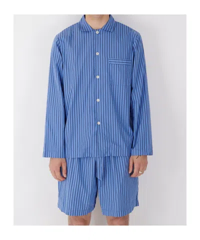 Tekla Striped Pajama Shorts In Blue