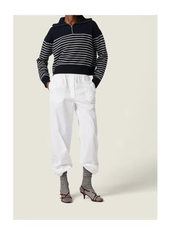 Miu Miu Cashmere Sweater With Ribbed Cuffs And Hem In Black