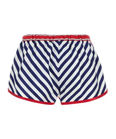 Gucci Silk Shorts With Striped Pattern And Trim In Blue