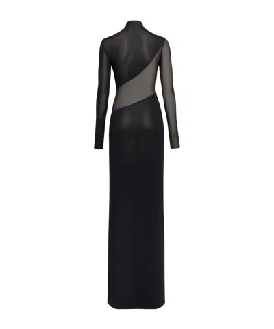 Alaïa Sheer Bodice High-neck Dress In Black