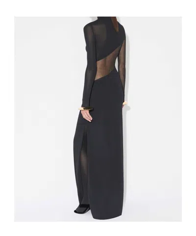 Alaïa Sheer Bodice High-neck Dress In Black
