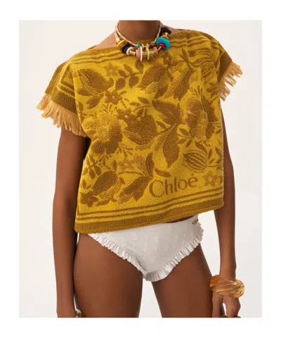 Chloé Embroidered Terry Fabric Top In Multi