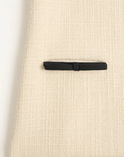 Valentino Bow Detail Virgin Wool Blend Tweed Minidress In Brown