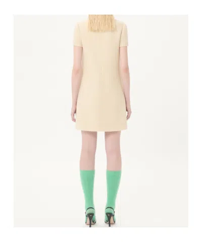 Valentino Bow Detail Virgin Wool Blend Tweed Minidress In Brown