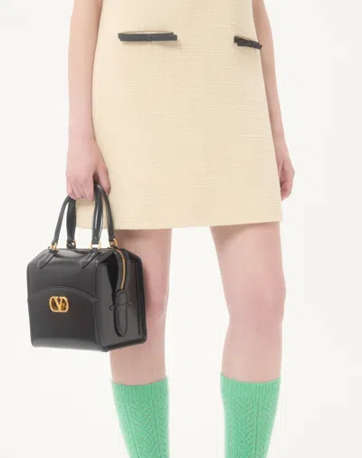 Valentino Bow Detail Virgin Wool Blend Tweed Minidress In Brown