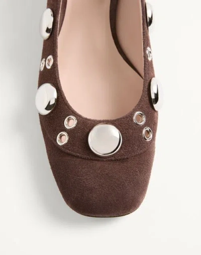 Valentino Stylish Block Heel Round Toe Pumps In Brown