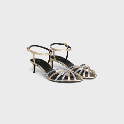 Celine Triomphe Sandal In Laminated Calfskin In Multi