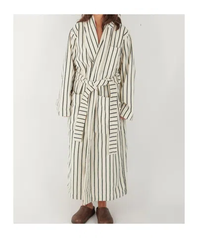 Tekla Striped Bathrobe In White