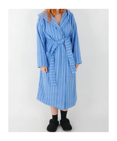 Tekla Hooded Bathrobe In Blue