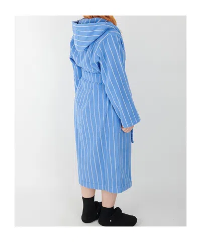 Tekla Hooded Bathrobe In Blue