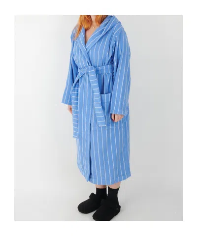 Tekla Hooded Bathrobe In Blue