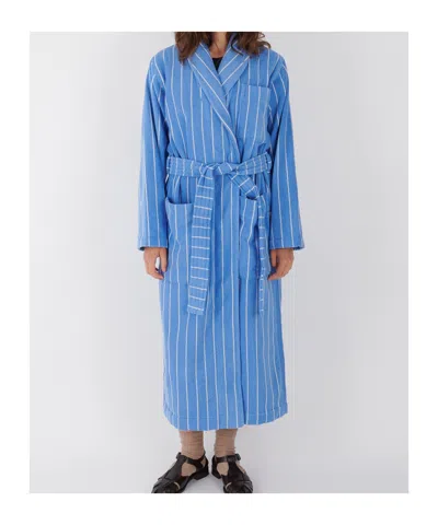 Tekla Striped Bathrobe In Blue