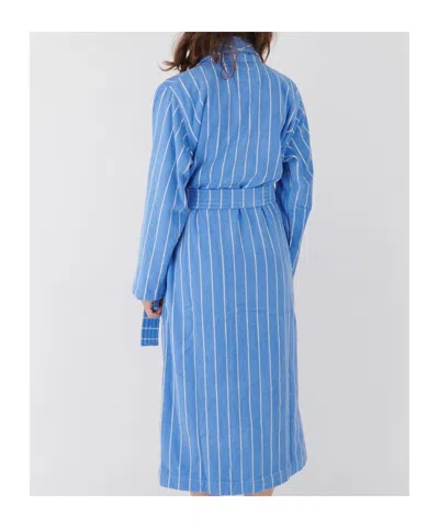 Tekla Striped Bathrobe In Blue