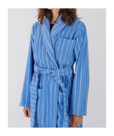 Tekla Striped Bathrobe In Blue
