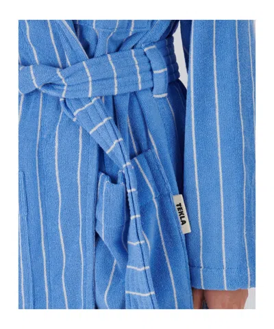 Tekla Striped Bathrobe In Blue