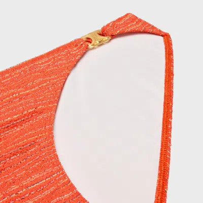 Celine Triomphe Swimsuit Bottom In Striped Jersey In Orange