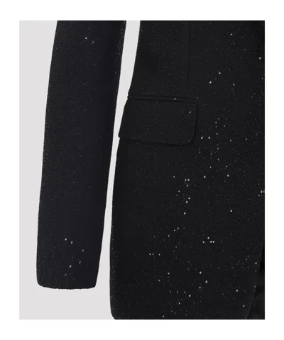 Tom Ford Single-breasted Wool Blend Crepe Jacket With Sequins In Black