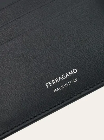 Ferragamo Florence Black Card Holder With Logo Lettering On The Front In Grained Leather Man