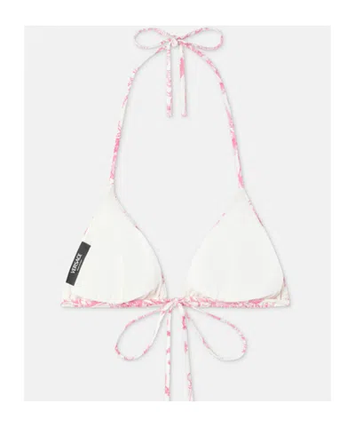 Versace Floral-print Triangle Bikini Top In Multi