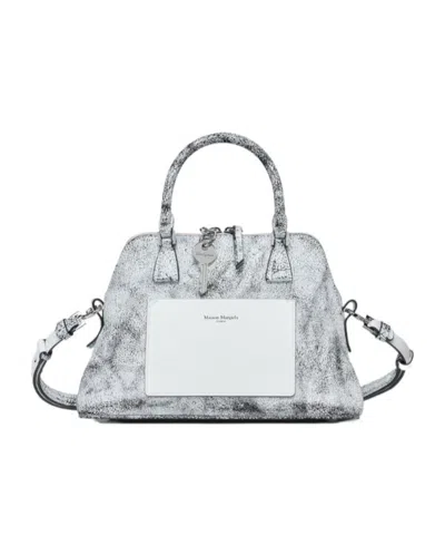 Maison Margiela Textured Leather Shoulder Bag And Strap In White