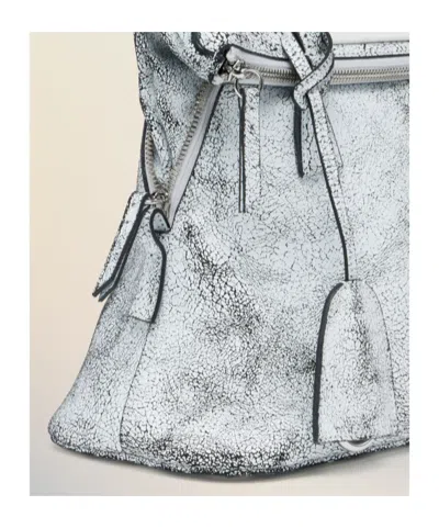 Maison Margiela Textured Leather Shoulder Bag And Strap In White