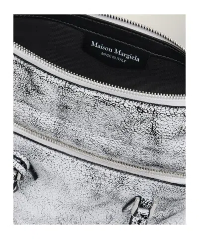 Maison Margiela Textured Leather Shoulder Bag And Strap In White