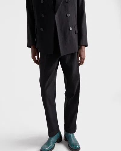 Prada Wool Blend Pinstriped Pants In Blue