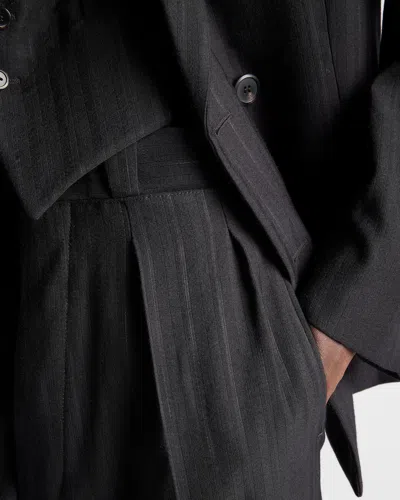 Prada Wool Blend Pinstriped Pants In Blue