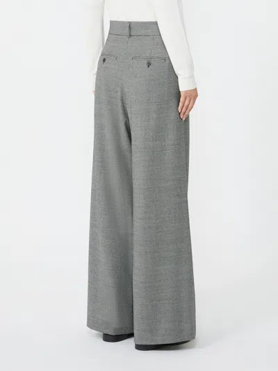 Weekend Max Mara Wool Flannel Wide-leg Pants In Gray