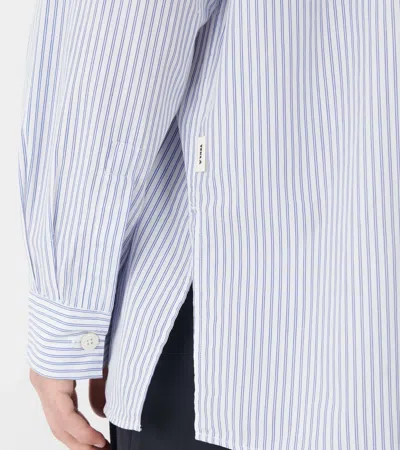 Tekla Striped Poplin Pajama Shirt In Blue