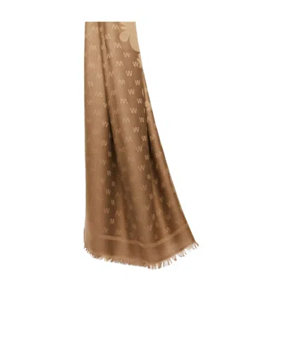 Weekend Max Mara Viscose And Wool Jacquard Shawl In Brown