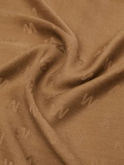 Weekend Max Mara Viscose And Wool Jacquard Shawl In Brown