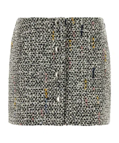 Alessandra Rich Multicolor Tweed Mini Skirt In Gray