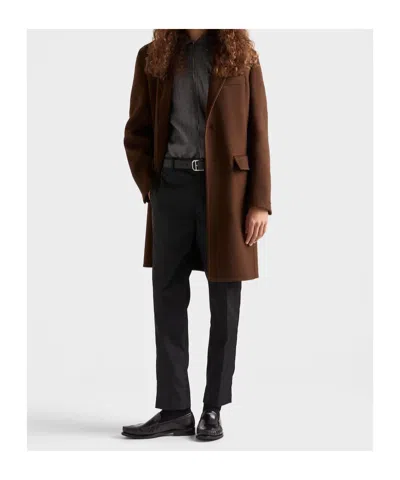 Prada Concealed-fly Trousers In Black