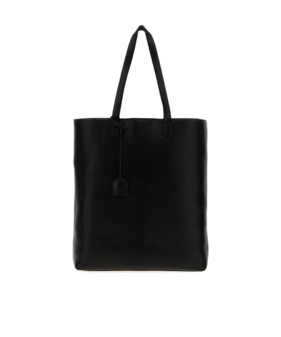 Saint Laurent Black Leather Bold Shopping Bag In Black