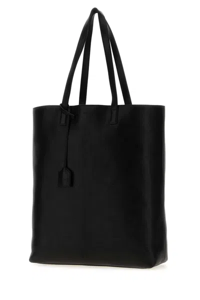 Saint Laurent Black Leather Bold Shopping Bag In Black