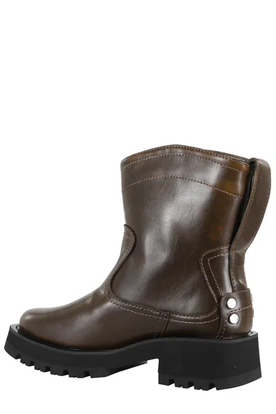 Ganni Khaki Low Oleatex Boots In Black